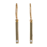 14K Yellow Gold Diamond Dangling Bar Earrings