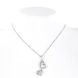 925 Silver Diamond Doble Heart Charm Box Link Chain Necklace