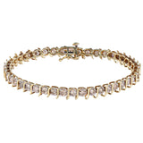 10K Yellow Gold Diamond Light Brown Tennis S-Link Bracelet 5.00Ctw