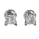 10K White Gold Diamond Solitaire Princess-Cut Stud Earrings 0.80Ctw