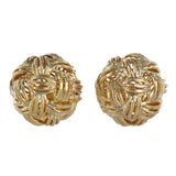 14K Yellow Gold Round Interwoven Stud Earrings