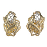 18K Two-Tone Gold Flowing Openwork Filligree Stud Earrings