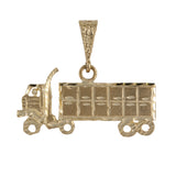 14K Yellow Gold Diamond-Cut Semi-Truck Big Rig Hauler Pendant