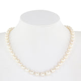 Classic Graduated Pearl Necklace for Women 14K White Gold Fishook Lock