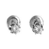 14K White Gold Diamond Round-Cut Stud Earrings 0.20Ctw