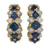 14K Yellow Gold Diamond And Sapphire Vintage Earrings