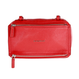 GIVENCHY Sugar Goatskin Leather Mini Pandora Shoulder Bag Red