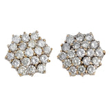 14K Yellow Gold Diamond Cluster Stud Earrings 1.14Ctw