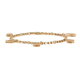 18K Yellow Gold Diamond-Cut Box Link Chain Fruit Charms Bracelet