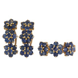 14K Yellow Gold Blue Sapphire Earrings And Ring Jewelry Set