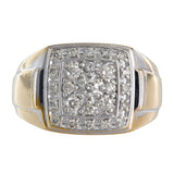 10K Yellow Gold Diamond Cluster Square Signet Ring 0.43Ctw