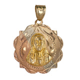 14k Tri-Tone Gold Diamon-Cut Lady Guadalupe And Crist Pendant