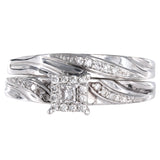 10k White Gold Princess Cut Diamond Wedding Ring Set