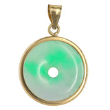 Colgante de donut de jade verde claro de oro amarillo real de 14 quilates