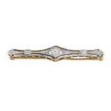 14K Two-Tone Gold Diamond Antique Vintage Brooch 0.10Ctw