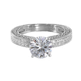 14K White Gold Moissanite Antique Style Ring