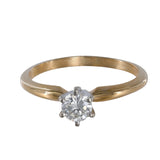 14K Yellow Gold Band White Gold Head Diamond Solitaire Engagement Ring 0.33Ctw