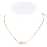 14K Yellow Gold Diamond Cursive Love Charm Adjustable Rolo Chain Necklace