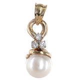 14K Yellow Gold Pearl And Diamonds Charm Pendant