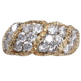 14K Two-Tone Gold Diamond Cluster Vintage Ring