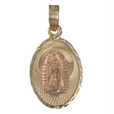 14k Tri-Tone Diamond Cut Virgin Mary and Jesus Christ Duo Pendant