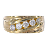 Anillo tipo sello de diamantes vintage en oro amarillo de 14 k