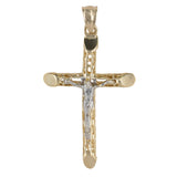 14K Two-Tone Gold Openwork Jesus Crucifix Cross Pendant