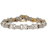 14K Two-Tone Gold Diamond Round/Baguette-Cut Link Bracelet 4.47Ctw