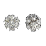 18K White Gold Diamond Floral Stud Earrings 1.36Ctw