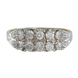 14K Two-Tone Gold Diamond Cluster Two-Row U-Cut Setting Ring