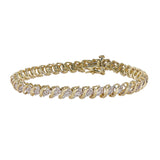 14K Yellow Gold Diamond S Link Tennis Bracelet 1.69Ctw