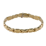 14K Yellow Gold Vintage Puffy XO Satin and Polished Bracelet