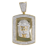 10K Yellow Gold Diamond Jesus Piece Dogtag Pendant 1.43Ctw