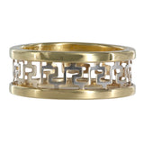 18K Two-Tone Gold Greek Key Pattern Band Ring