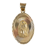 14k Tricolor Gold Virgin Mary Pendant