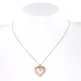 10k Yellow Gold 20” Petite Box Chain Necklace with Diamond Heart Pendant