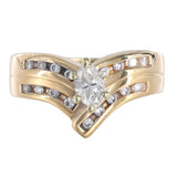 14K Yellow Gold Marquise Solitaire Doble Channel Set Engagement Ring 0.31Ctw