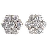 14K Yellow Gold Diamond Floral Design Stud Earrings 1.40Ctw