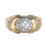 14K Yellow Gold Solitaire Diamond Halo Ring 0.53Ctw