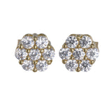 10K Yellow Gold Diamond Floral Design Stud Earrings 0.56Ctw