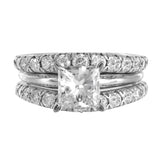 14K White Gold Diamond Princess-Cut Ring And Jacket Wedding Band Ring Set 1.67Ctw