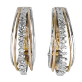 14K Two-Tone Gold Diamond-Cut Accents Cuff Vintage Earrings