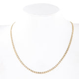 14K Yellow Gold Mariner Curb Link White Rhodium Diamond-Cut Accents Chain