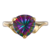 14K Yellow Gold Mystic Quartz Trillion Cut Cocktail Ring