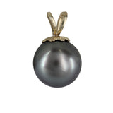 14K Yellow Gold Dark Grey Tahitian Pearl Pendant