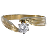 14k Yellow Gold Diamond Solitaire Bypass Vintage Ring 0.25Ctw