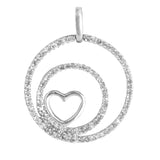 10K White Gold Diamond Circle Heart Charm Pendant