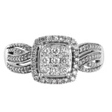 10K White Gold Diamond Cluster Engagement Vintage Ring 0.38Ctw