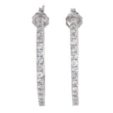 10K White Gold Diamond Hoop Earrings 1.20Ctw