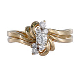 14K Yellow Gold Diamond Cocktail Engagement Ring Set 0.31Ctw